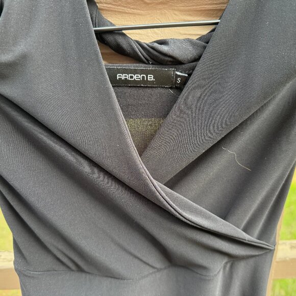 EUC Vintage Halter, Twist-Neck Black Midi Dress LBD - Picture 5 of 10